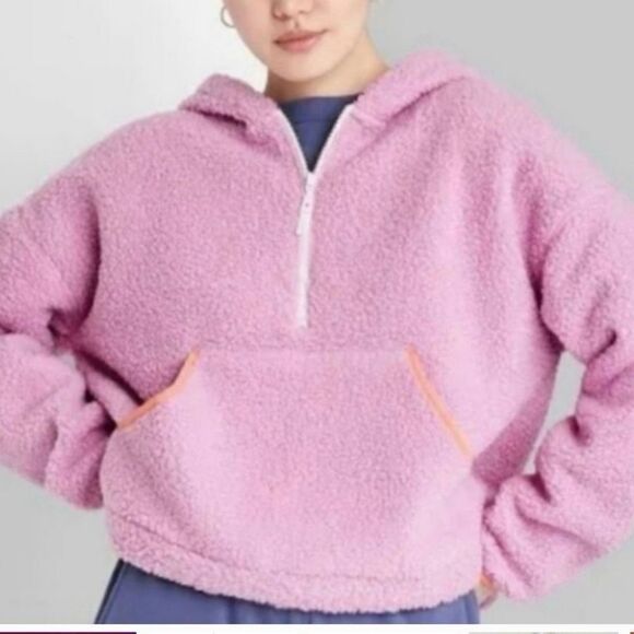 Wild fable pink Sherpa hooded quarter zip size small - Picture 1 of 7